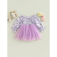 thumbnail image 2 of hirigin Baby Girls Autumn A-line Dress Long Sleeve Floral/Butterfly Print Tulle Patchwork Dress, 2 of 8
