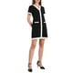 thumbnail image 4 of Vestido de trabajo elegante de mujer INSPIRE CHIC con contraste de color, escote en V, manga corta, corte A, color negro, 4 of 5