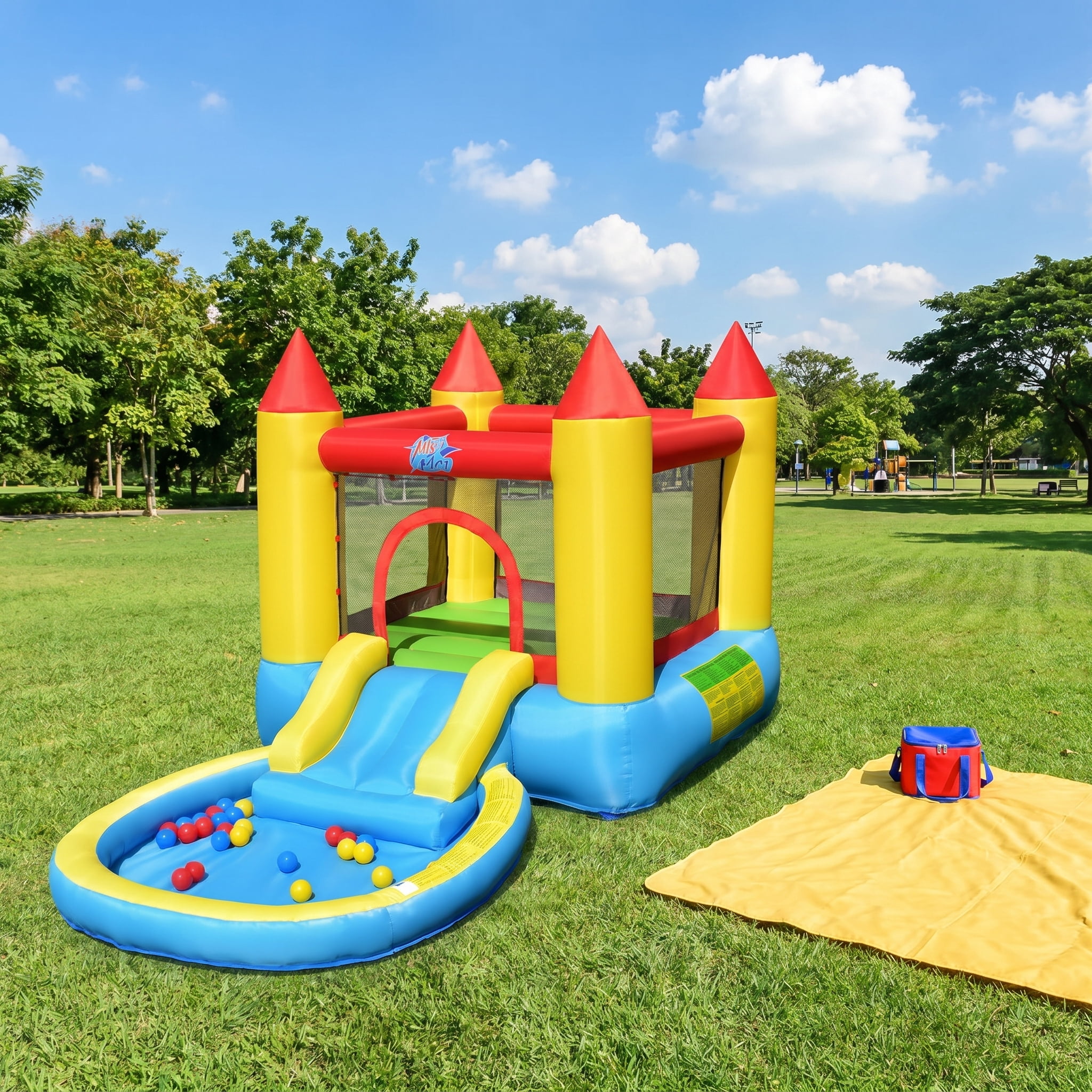 Kadyn Bounce House, Inflatable Bounce Castle, Jumping Castle, Kids Inflatable Bounce House Castle with Balls Pool and Bag