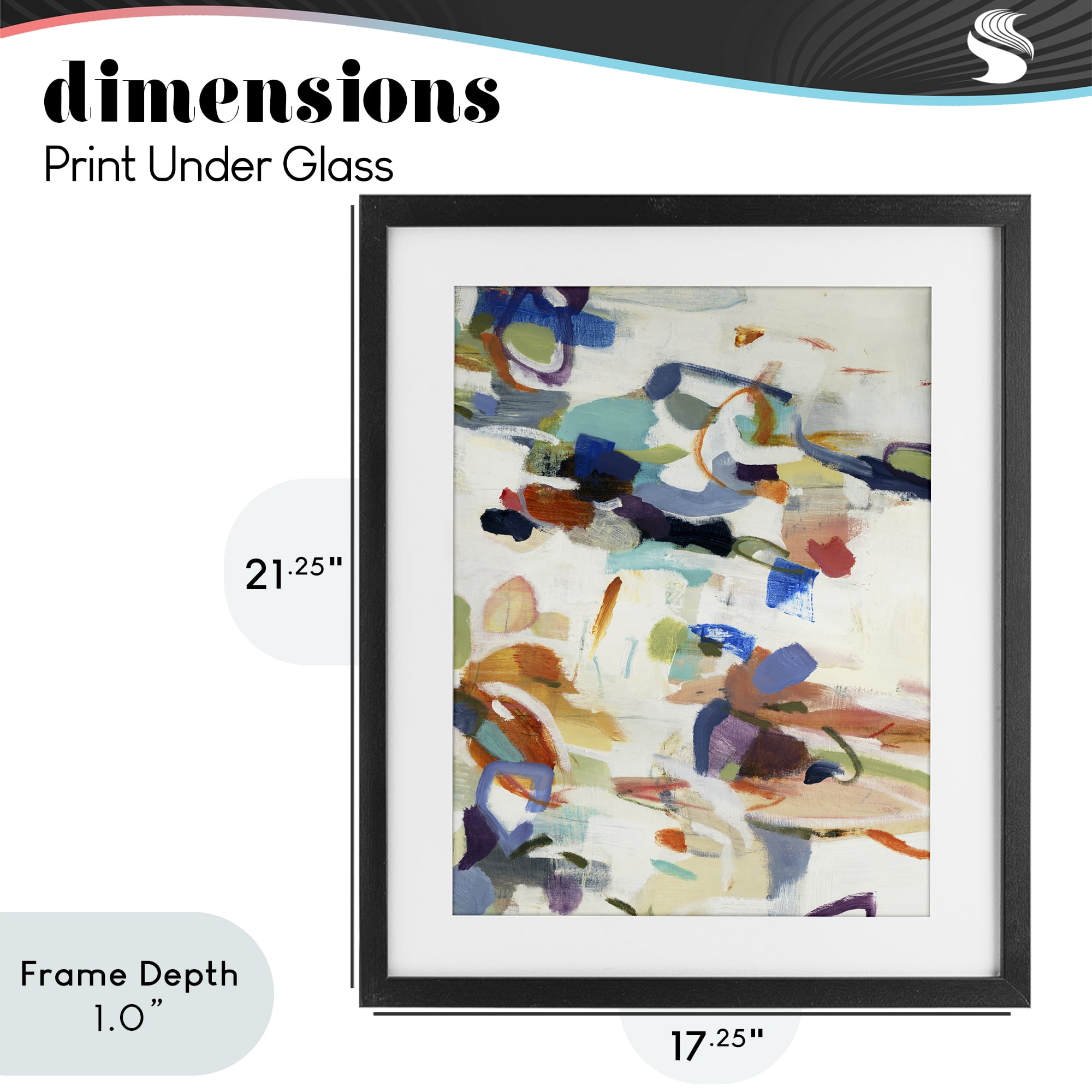 Stupell Industries Flowing Stippled Brushstrokes Black Framed Print Under Glass, design by Lisa Ridgers