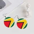 thumbnail image 5 of Round Leather Earrings For Women Guyana Flag Drop Earrings Lightweight Dangle Earrings, 5 of 6