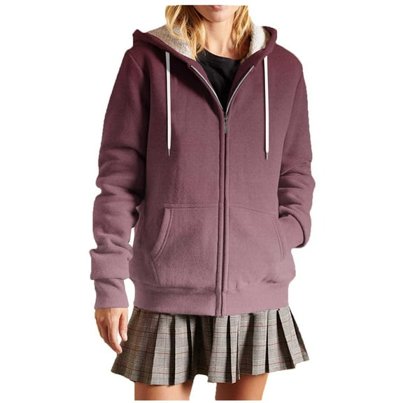 LIaqionyy Hoodie for Women Oversize Sweatshirts Jacket Casual Fleece Lined Jackets Winter Coats Fall Fashion Clothes