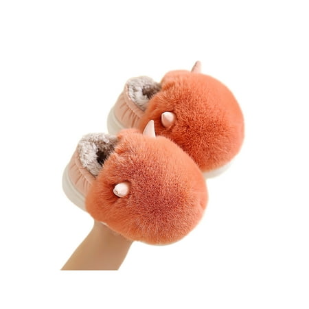 

Ymiytan Kids Fuzzy Slipper Cartoon Animal Slippers Plush Lining Winter House Shoes Home Warm Indoor Shoe Soft Slip On Fluffy Slides Horn Pink 11.5C-12C