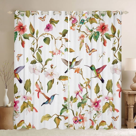 Castle Fairy Hummingbird Black Out Curtains,Flowers Curtains Pack of 2 (42x63 Each)