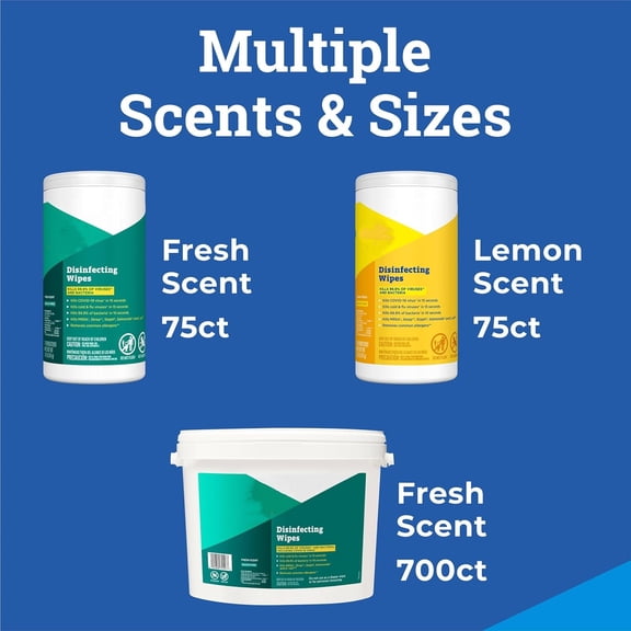 Disinfecting Wipes, Lemon Fresh, 75 Count, Pack of 6