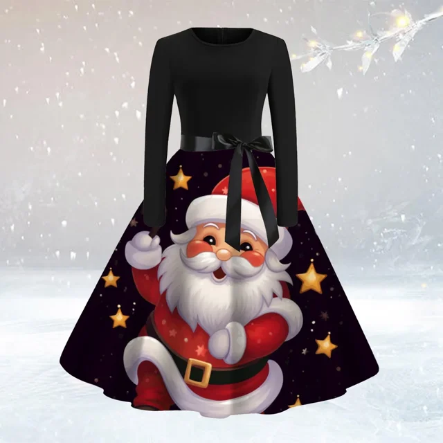 Disfraz de Cosplay de Navidad para mujer, vestido de princesa de manga larga, vestido de Festival Vintage, vestido Rockabilly, bata de fiesta