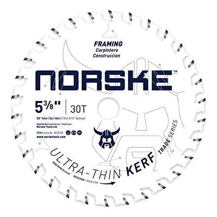 Norske NCSBT005 Thin Kerf Ultra Fast Ripping & Crosscutting Saw Blade, 5-3/8" x 30T
