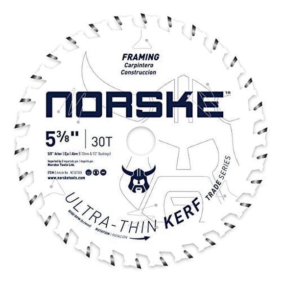 Norske NCSBT005 Thin Kerf Ultra Fast Ripping & Crosscutting Saw Blade, 5-3/8" x 30T