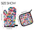 thumbnail image 2 of Yayeee Oven Mitts and Pot Holder Set of 4 Heat Resistant Kitchen Gloves Baking Hot Pad, Blue Colorful Circles, 2 of 5
