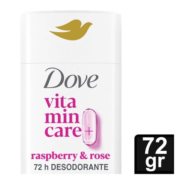 Desodorante Dove VitaminCare + en barra sin Aluminio 72 gr, Raspberry & Rose