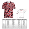 thumbnail image 2 of British Flag Pattern Womens Tops Women's Fashion Casual Short Sleeve Flower Print Round Neck Pullover Top Blouse, 2 of 6