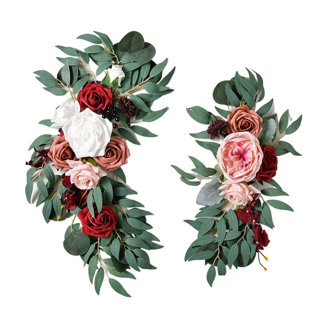 Boda rústica Guirnalda Arreglo floral Flores de seda hechas a mano Flores artificiales Botín para boda Banquete Recepción de pared Cenador Estilo D perfecl Guirnalda de arco de boda