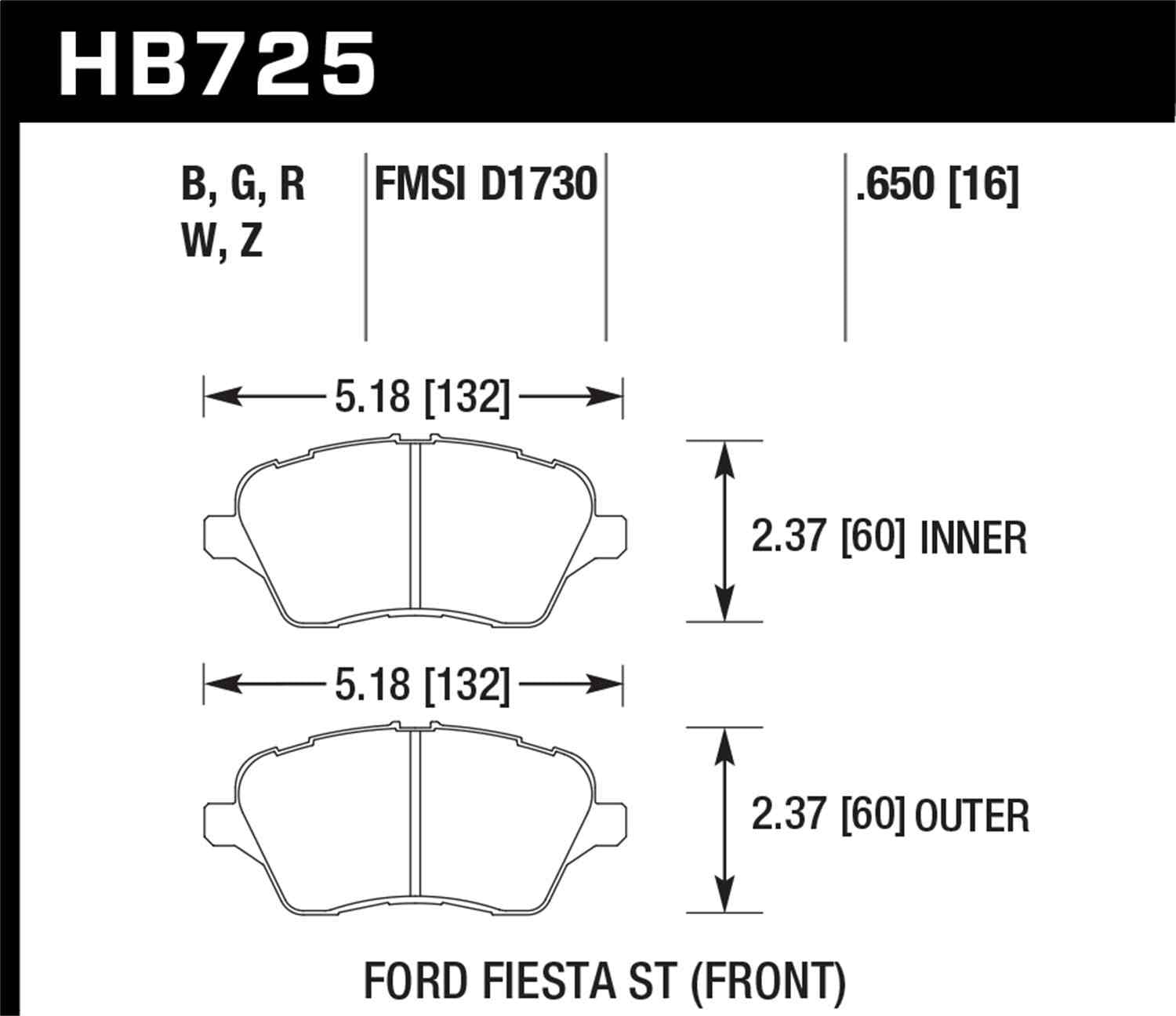 Hawk Performance HB725W.650 DTC-30 Disc Brake Pad