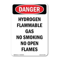 OSHA Danger Sign -  Hydrogen Flammable Gas No Smoking | Plastic Sign | Protect Your Business, Construction Site, Warehouse & Shop Area |  Made in The USA