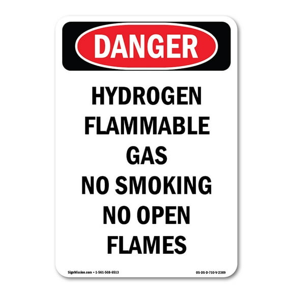 OSHA Danger Sign - Hydrogen Flammable Gas No Smoking | Aluminum Sign | Protect Your Business, Construction Site, Warehouse & Shop Area | Made in The USA