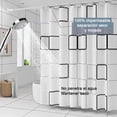 thumbnail image 2 of Cortina de Ducha para Baño, Cortinas de Regadera Impermeable de Patrón Cuadrado Grande con Ganchos, Cortina de PEVA Antimoho, para Duchas de Baño y Bañeras, 2 of 4