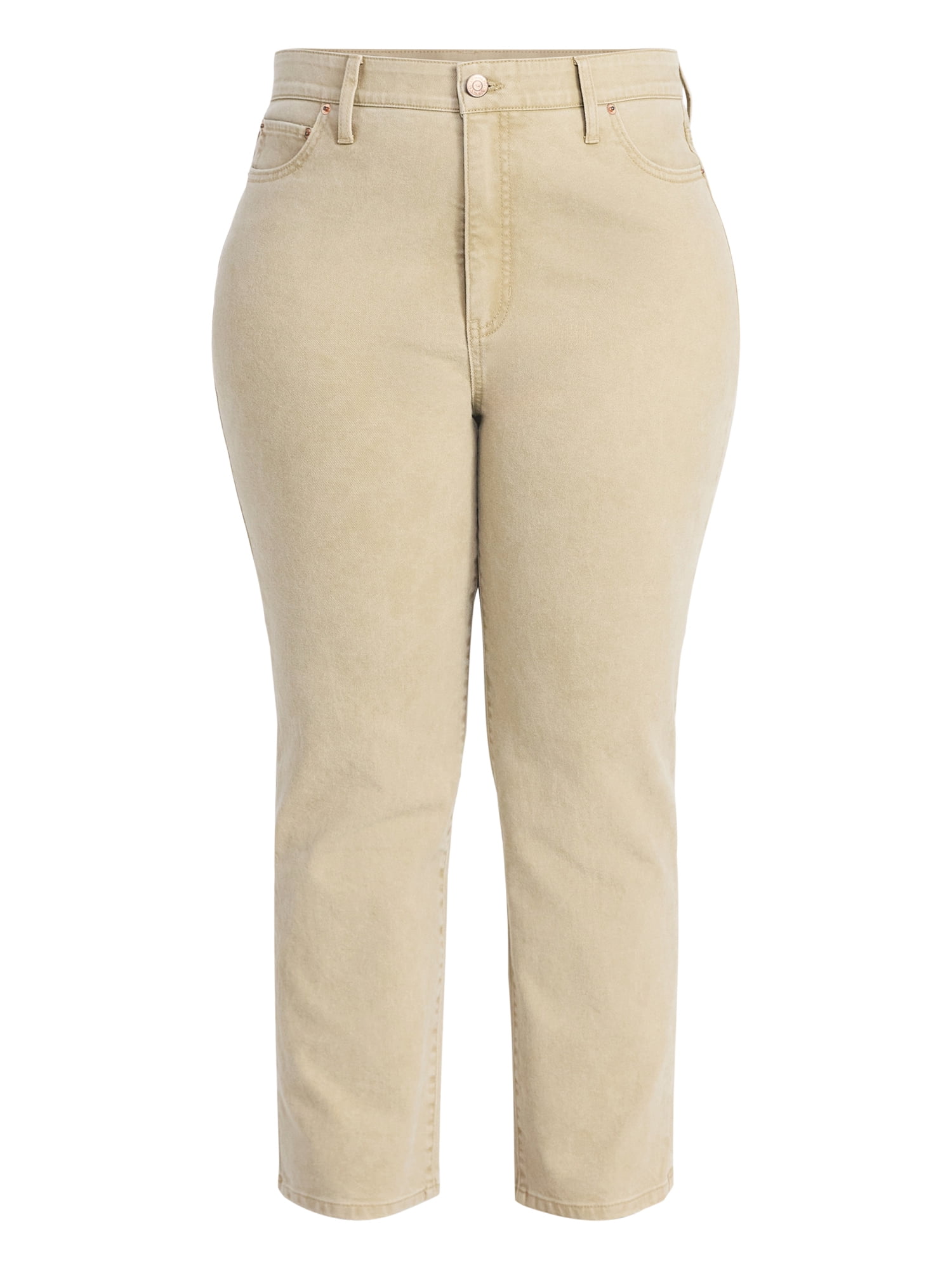 Terra & Sky Women's Plus Signature High Rise Straight Leg Jeans with Control Panel, Sizes 16W-28W