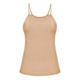 thumbnail image 5 of HAOTAGS Women's Ribbed Tank Top with Built in Bra Spaghetti Strap Tank Top Casual Yoga Padded Undershirts Beige Size 2XL, 5 of 5