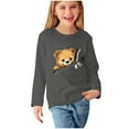 thumbnail image 4 of Ugoldhm Girls Shirts Round Neck Bear Zip Graphic Tops Long Sleeve Loose Fit Tunic Tees, 4 of 5