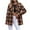 Brown #014, variant on Womens Button Down Shirt Dressy Plaid Lightweight Casual Shacket Long Sleeve Fashion Fall Shirts with Pockets White XL