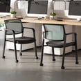thumbnail image 4 of Gymax 8 Pcs Chaises de Conférence Empilables Chaise en Maille pour Bureau Invité Salle d'Attente Roues, 4 of 9