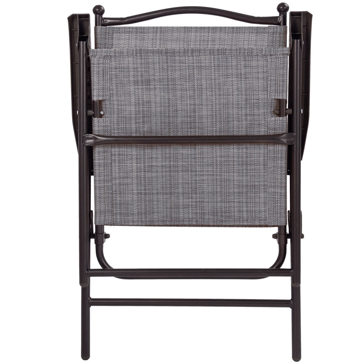 Costway Set of 2 Patio Folding Sling Back Chairs Camping Deck Garden Beach Gray