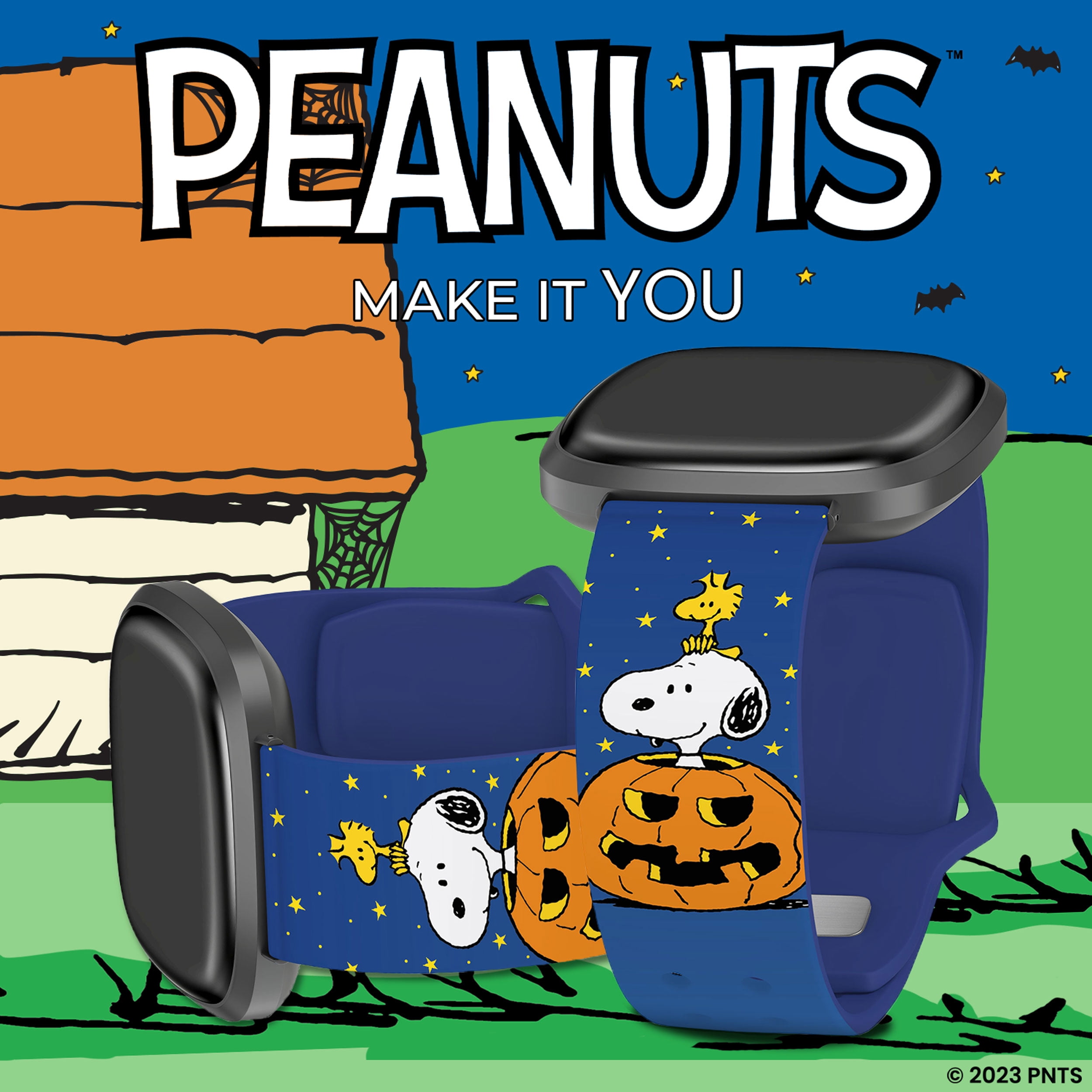Peanuts Halloween HD Unisex Watch Band Compatible with FitBit Versa 3 & Sense (20mm Long Jack-o-Lantern) by Affinity Bands