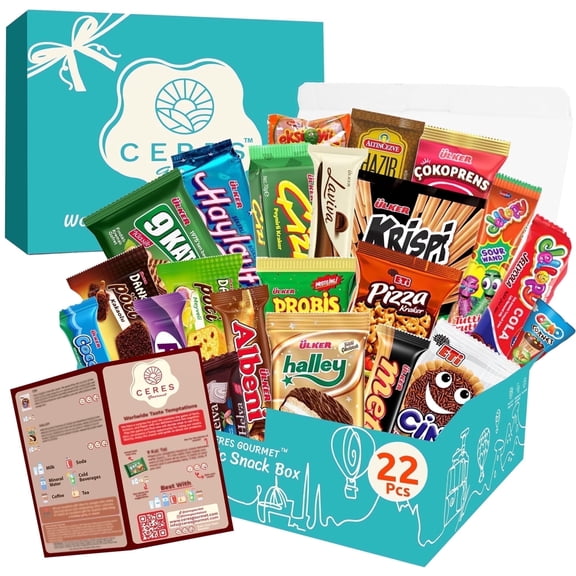 Ceres Gourmet World Novelty Snack Box, 22 Count Premium Foreign Treats, Gourmet Gift, European Snacks