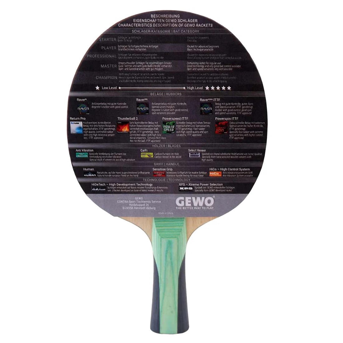 GEWO CS Energy Carbon Pro - Table Tennis Racket