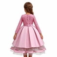 thumbnail image 5 of JAJAHO Flower Girl Dress Kids Girls Princess Birthday Dress Lace Long Sleeve Pleated Midi Party Wedding Formal Ball Gown 4-14Y, 5 of 7