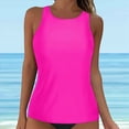 thumbnail image 2 of TOWED22 Women Underwire Tankini Top Only - Twist Front High Neck Bathing Suit Swim Top Tummy Control Cross Swimsuit(Hot Pink,M), 2 of 7
