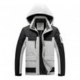 thumbnail image 4 of Windproof Jacket men Casual Patchwork Thicken Multi Pocket Hooded Zipper Windproof Waterproof Breathable Jacket Coats, 4 of 8