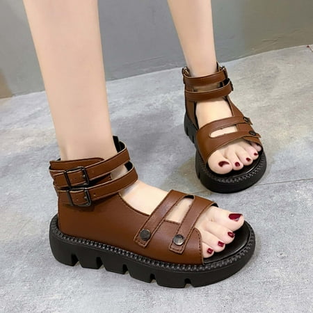 

Homedles Sandals for Women 2023 New Casual Wide Width Beach Comfort Sandals Brown 7