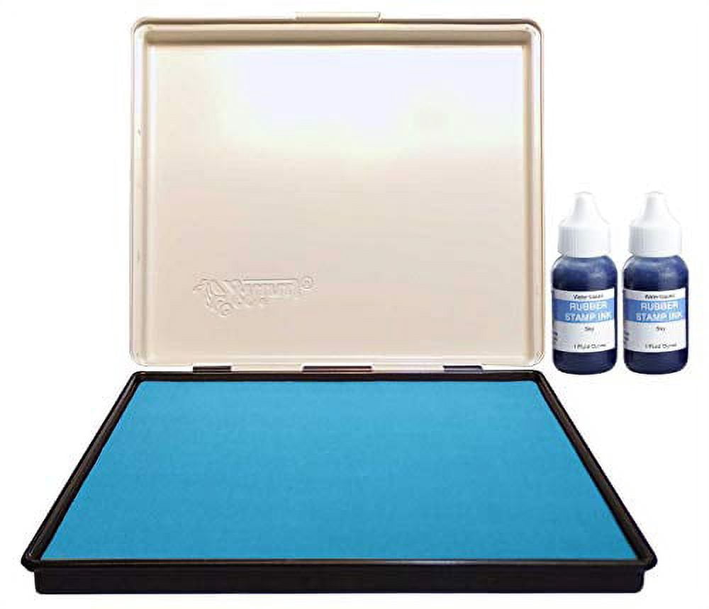 Extra Large 7" x 8" Industrial Rubber Stamp Ink Pad, Sky Blue