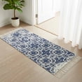 thumbnail image 3 of Navy Blue Boho Hallway Runner Rug 2'x6', Ehtnic Abstract Art Modern Geometric Washable Entryway Rug with Tassels, Woven Cotton Laundry Room Rugs Long Carpet for Bathroom Sink Foyer Bedroom, 3 of 9