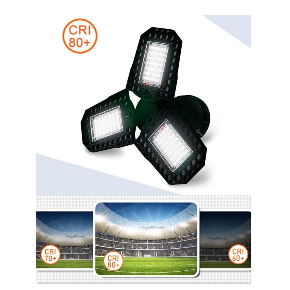 LED garage lamp folding three -leaf light high -gloss work lamp deformation lighting lighting angle workshop bulb 110V E27 60W Warm White