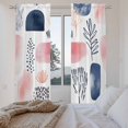 thumbnail image 4 of Pink Navy Blue Abstract Art Kitchen Curtains, Modern Geometric Art Light Filtering Window Curtain Panels, 2Pcs Rod Pocket Window Treatments Set for Living Room Bathroom Bedroom 52x72 Inches, 4 of 9