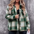 thumbnail image 2 of Chaqueta A Cuadros De Mujer Manga Larga Cálido Mantener Cómodo Suave Transpirable Chaqueta Femenina De Moda Verde S, 2 of 5