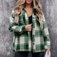 thumbnail image 2 of Chaqueta a cuadros de mujer de manga larga cálida que mantiene cómoda suave transpirable chaqueta femenina de moda, 2 of 5