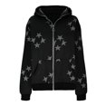 thumbnail image 5 of Usmixi 2023 Winter Womens Hoodies Coat Sweatshirt Coat for Women Fashion Star Print Oversized Zip up Hooded Jacket Fall Lightweight Long Sleeve Ladies Girls Outwear with Pocket Up to 65% off, 5 of 5