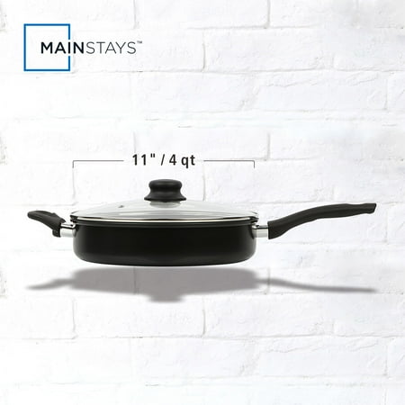 Mainstays 4-Quart Non-Stick Jumbo Cooker with Glass Lid, Black