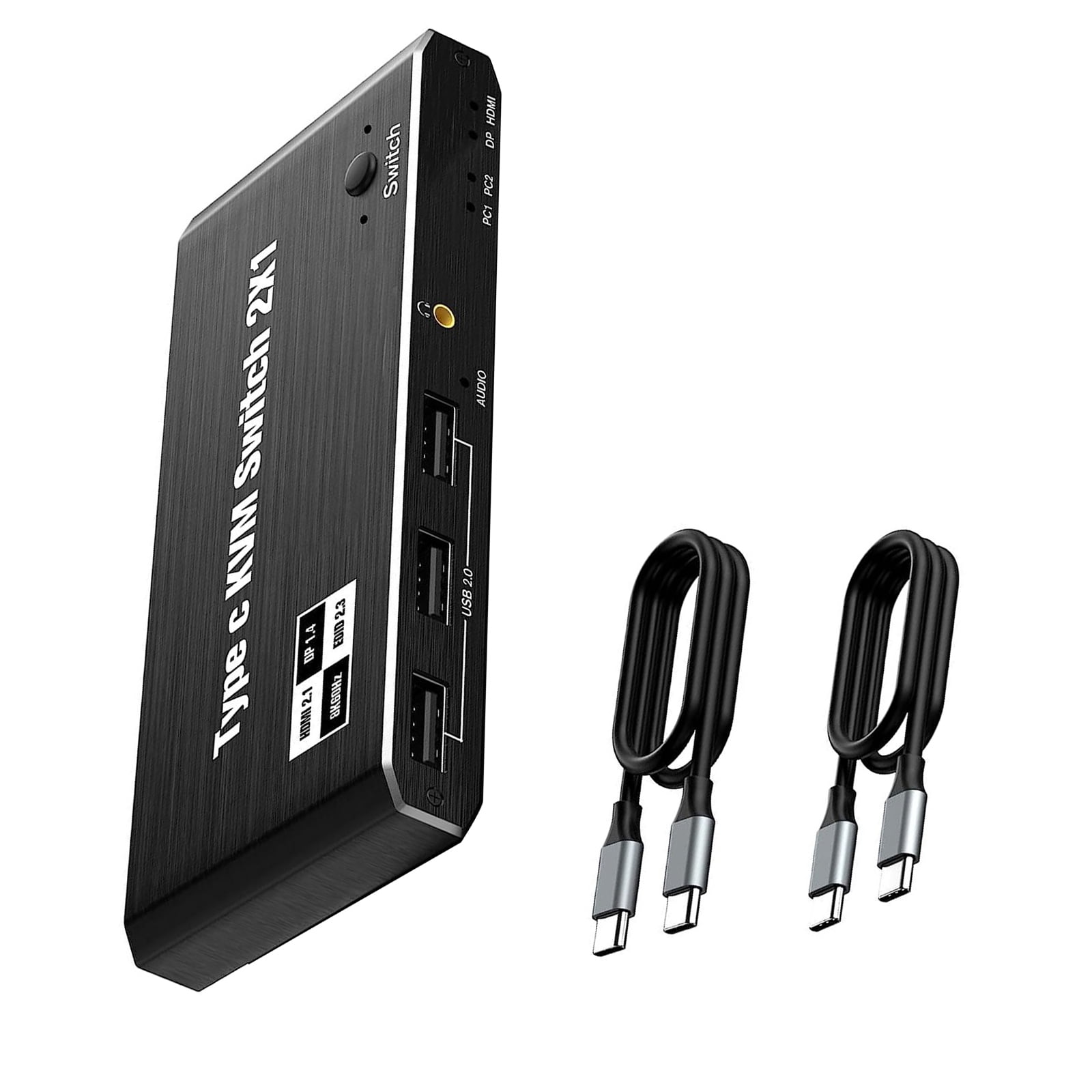 NATEFEMIN Dual Monitor KVM Switch 8K DP HD Output 2 USB C Input 3 USB 2.0 Ports 100W PD Aluminum Shell For USB C PCs