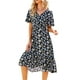 thumbnail image 2 of SAYOO Mujer Verano Cuello en V Manga Corta Cintura Alta Ruffle Hem Midi Vestidos SAYOO Sexy, 2 of 7