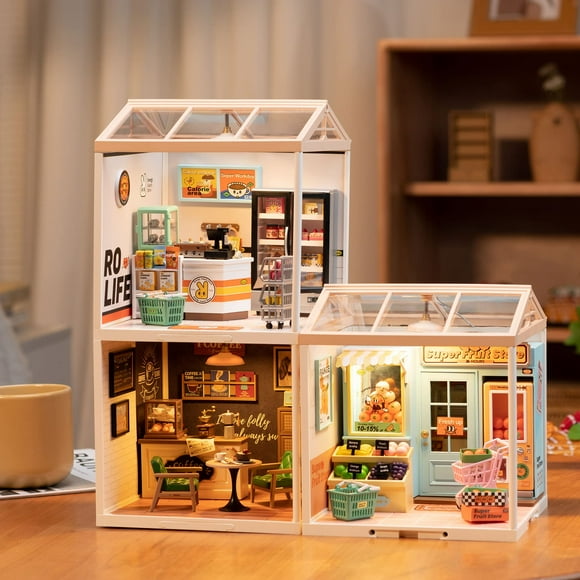 Rolife Building Model Kit Super Creator - Super Store Series Plastic DIY Miniature House (3 Kits)