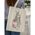 thumbnail image 2 of Smartprints Cute Girl Reading Tote Bag - Image by Shutterstock, One Size Cotton Canvas Tote Bag, 2 of 4