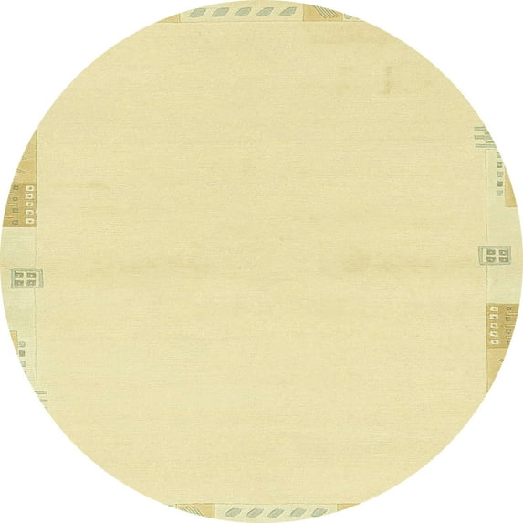 Ahgly Company Indoor Round Abstract Sun Yellow Area Rugs, 3' Round