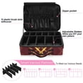 thumbnail image 4 of Large Travel Artist Makeup Bag With Adjustable Dividers &12 Brush Slots Portable Cosmetic Organizer Plaid in Dark Red, 4 of 7
