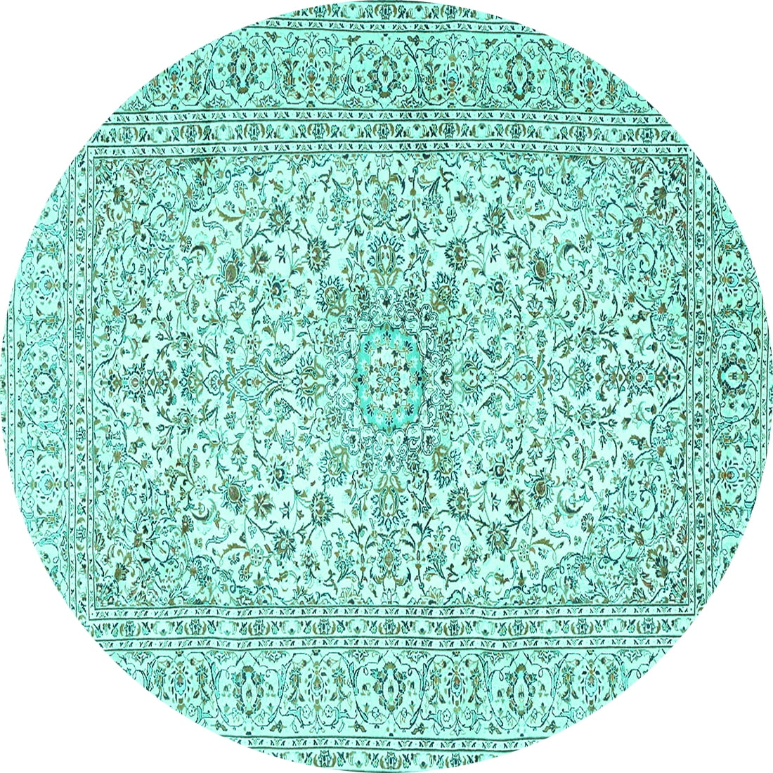 Ahgly Company Indoor Round Persian Turquoise Blue Traditional Area Rugs ...