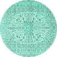 thumbnail image 1 of Ahgly Company Indoor Round Persian Turquoise Blue Traditional Area Rugs, 8' Round, 1 of 4