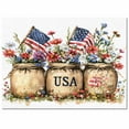 thumbnail image 2 of Area Rugs Indoor Non-Slip Rectangle Rug 5x7 Ft Vintage USA Flag Independence Day Watercolor Flower Daisy Rug Rubber Backing Floor Mats Non Shedding Home Decor Carpet for Entryway Living Room, 2 of 8